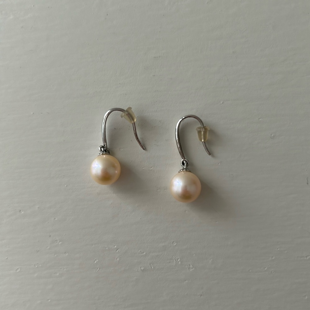 Francesca's Collections Silver and Pink Pearl Earrings